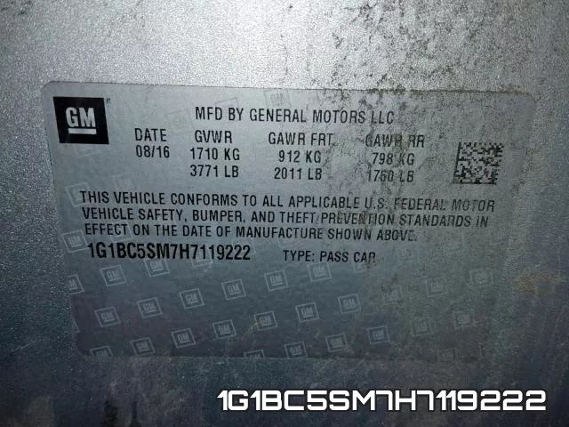 1G1BC5SM7H7119222 фото 2