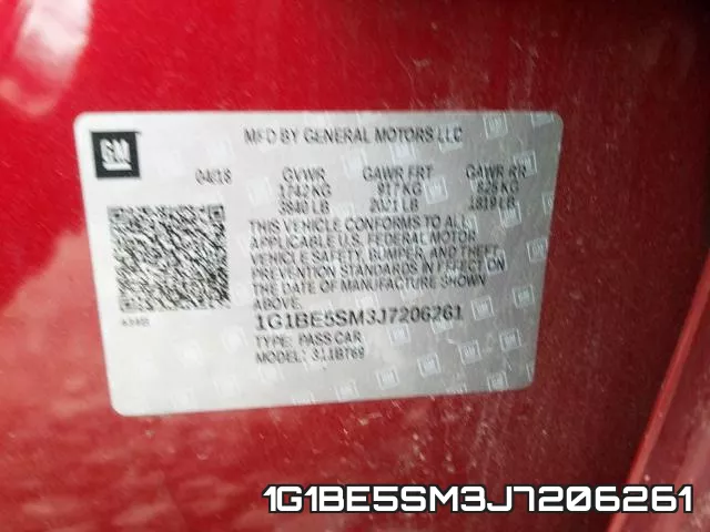 1G1BE5SM3J7206261 фото 2