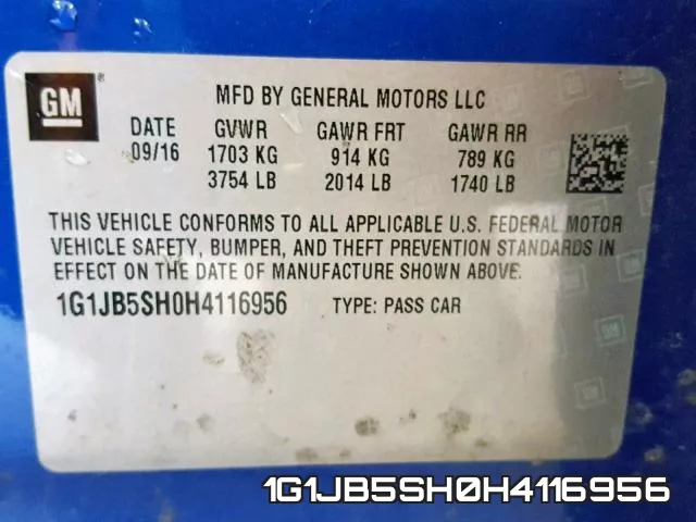 1G1JB5SH0H4116956 фото 2