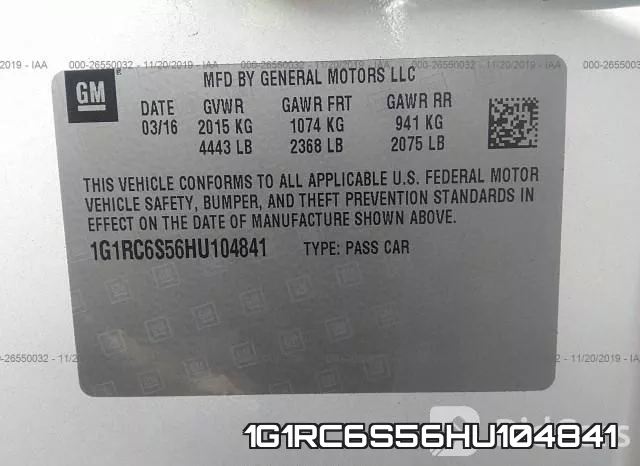 1G1RC6S56HU104841 фото 10