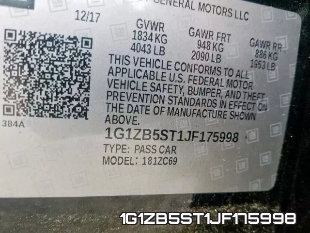 1G1ZB5ST1JF175998 фото 2