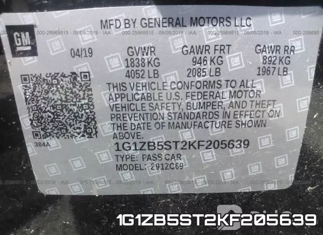 1G1ZB5ST2KF205639 фото 10