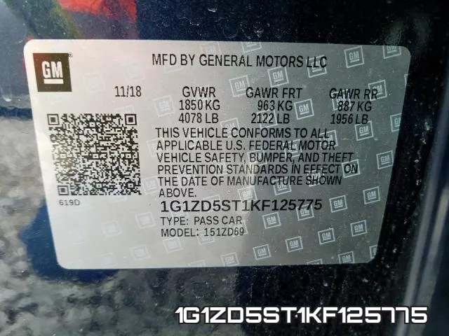 1G1ZD5ST1KF125775 фото 2