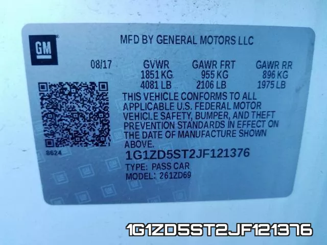 1G1ZD5ST2JF121376 фото 2