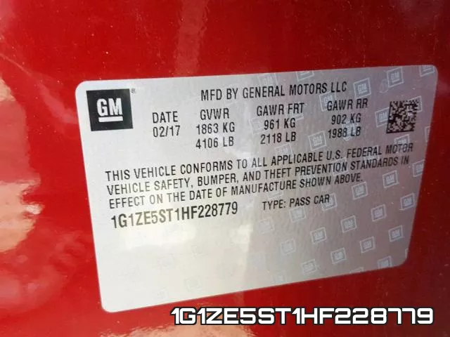 1G1ZE5ST1HF228779 фото 2