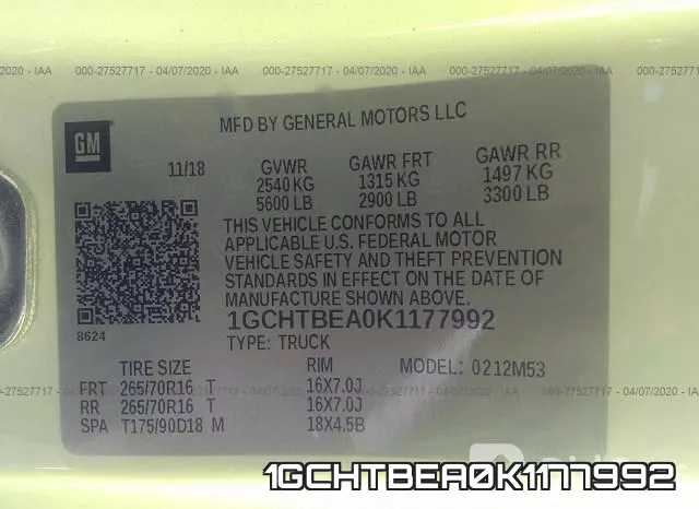 1GCHTBEA0K1177992 фото 4
