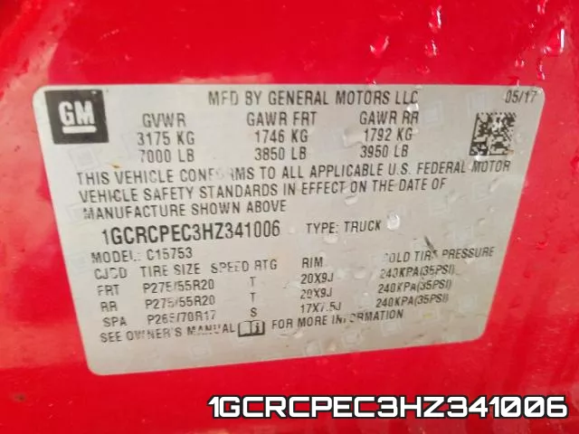 1GCRCPEC3HZ341006 фото 2