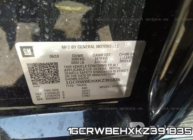 1GCRWBEHXKZ391835 фото 10