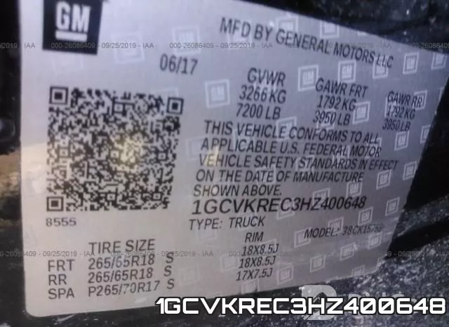 1GCVKREC3HZ400648 фото 10