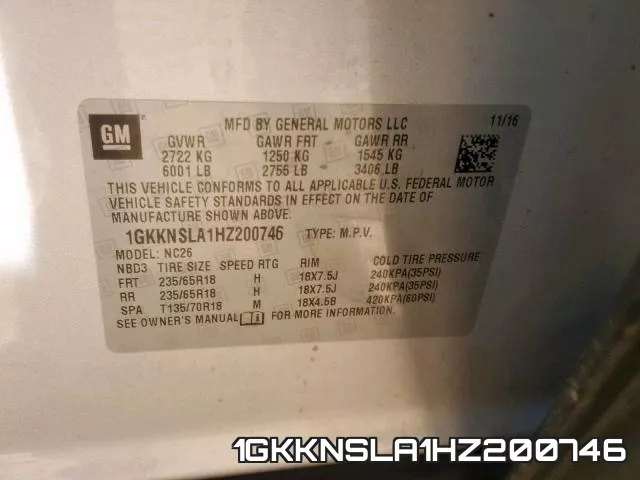 1GKKNSLA1HZ200746 фото 2