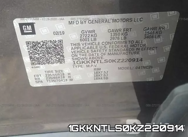 1GKKNTLS0KZ220914 фото 8