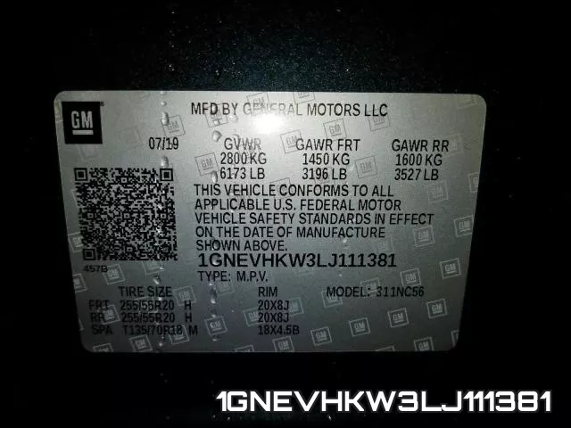 1GNEVHKW3LJ111381 фото 2