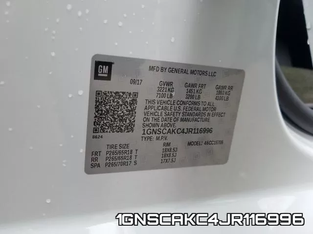 1GNSCAKC4JR116996 фото 2