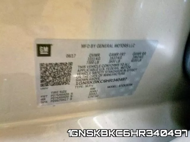 1GNSKBKC6HR340497 фото 2