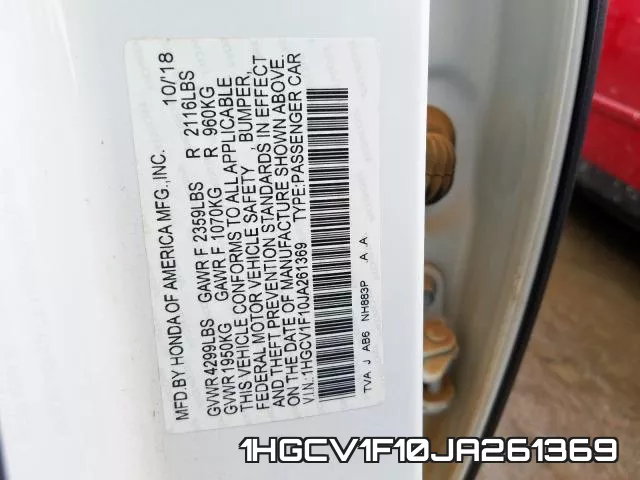 1HGCV1F10JA261369 фото 2