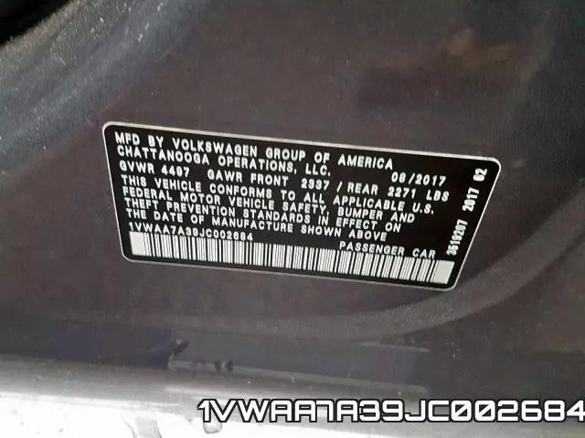 1VWAA7A39JC002684 фото 2