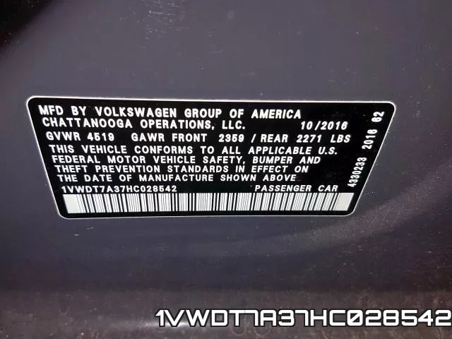 1VWDT7A37HC028542 фото 2