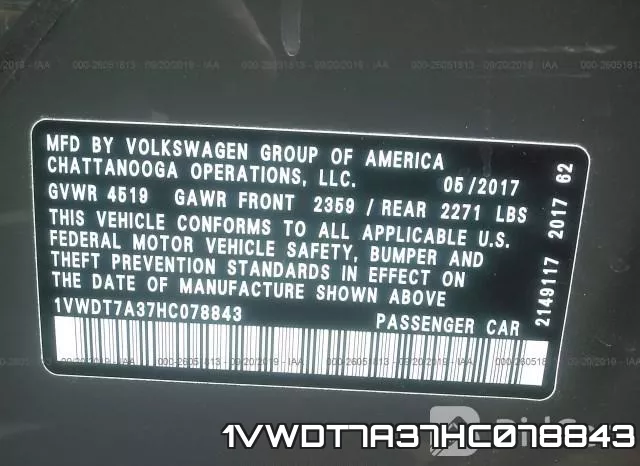 1VWDT7A37HC078843 фото 10