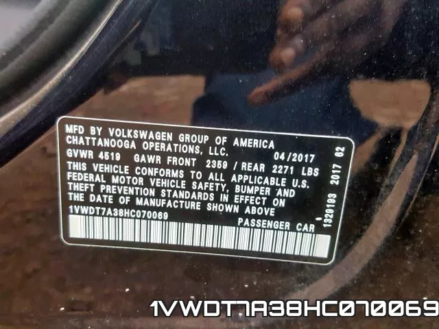 1VWDT7A38HC070069 фото 2