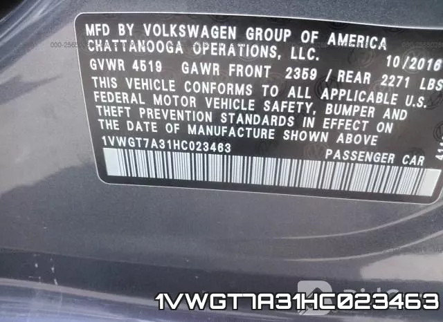1VWGT7A31HC023463 фото 9