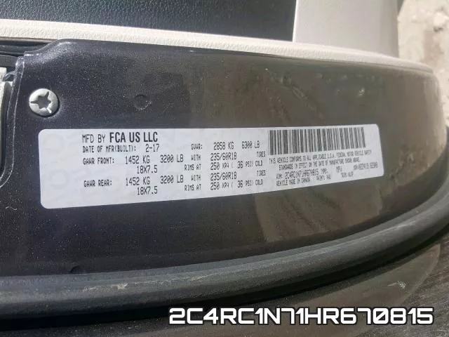 2C4RC1N71HR670815 фото 2