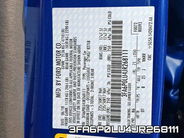 3FA6P0LU4JR268111 фото 2