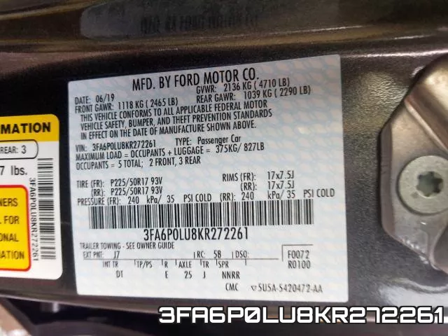 3FA6P0LU8KR272261 фото 2