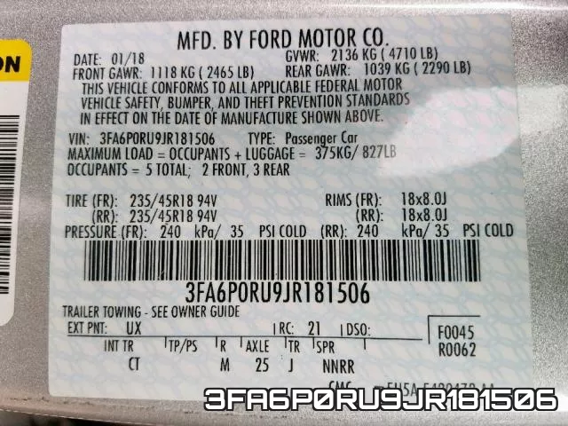 3FA6P0RU9JR181506 фото 2