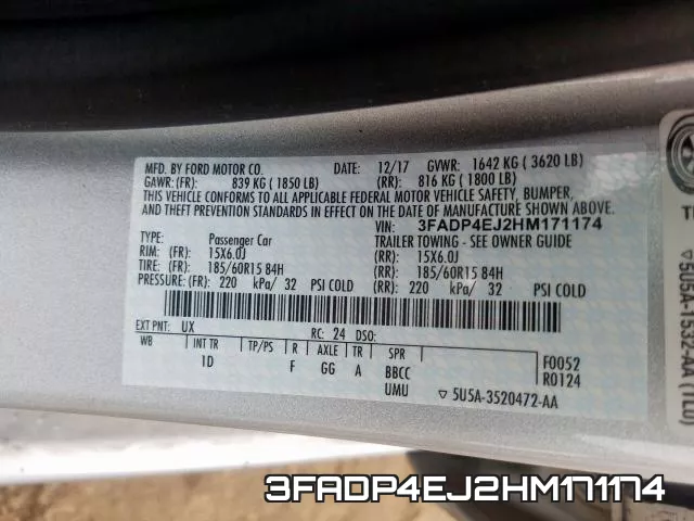 3FADP4EJ2HM171174 фото 2