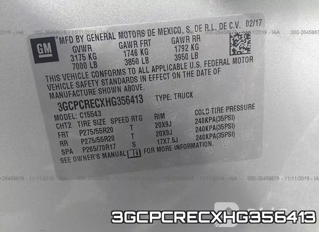 3GCPCRECXHG356413 фото 9