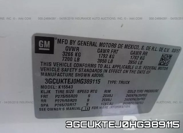 3GCUKTEJ0HG389115 фото 9