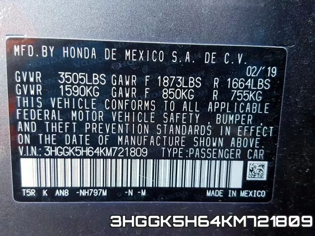 3HGGK5H64KM721809 фото 2