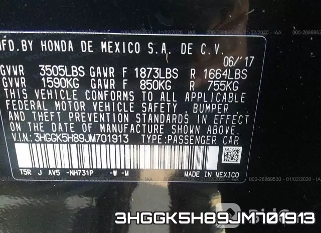 3HGGK5H89JM701913 фото 5