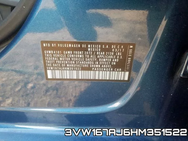3VW167AJ6HM351522 фото 2