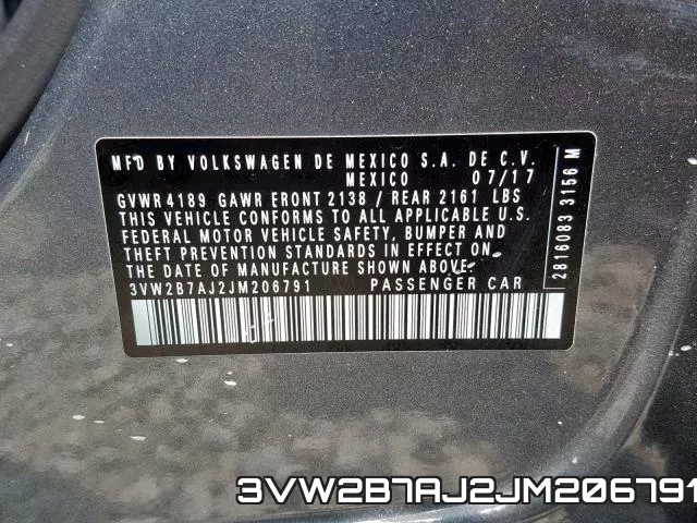 3VW2B7AJ2JM206791 фото 2