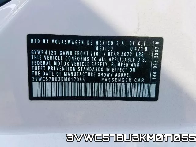 3VWC57BU3KM017055 фото 2