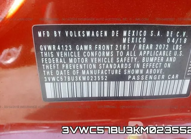 3VWC57BU3KM023552 фото 9