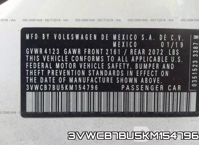 3VWCB7BU5KM154796 фото 9