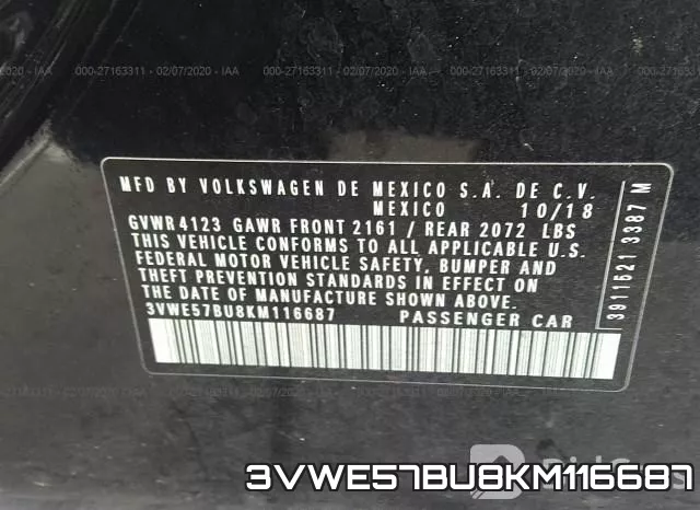3VWE57BU8KM116687 фото 8