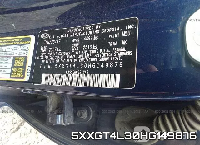 5XXGT4L30HG149876 фото 10