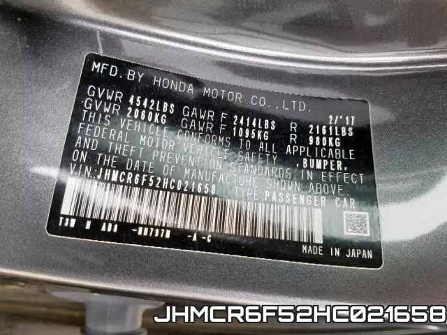 JHMCR6F52HC021658 фото 2