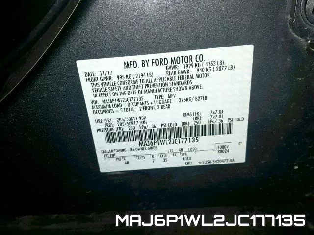 MAJ6P1WL2JC177135 фото 2