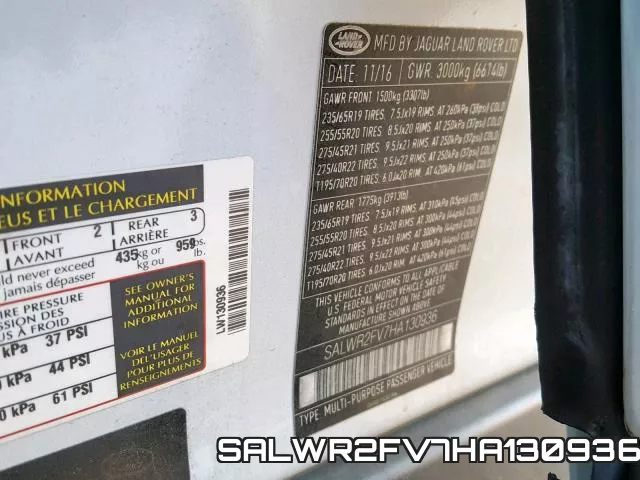 SALWR2FV7HA130936 фото 2