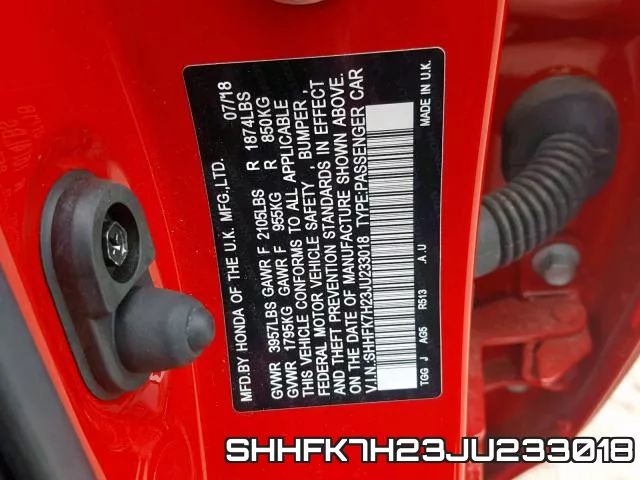 SHHFK7H23JU233018 фото 2