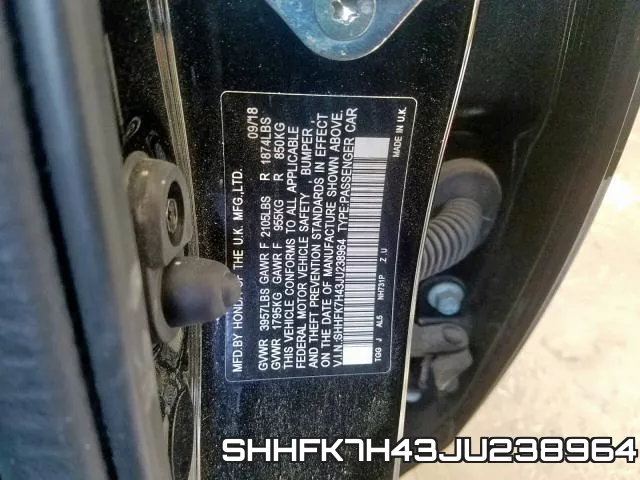 SHHFK7H43JU238964 фото 2