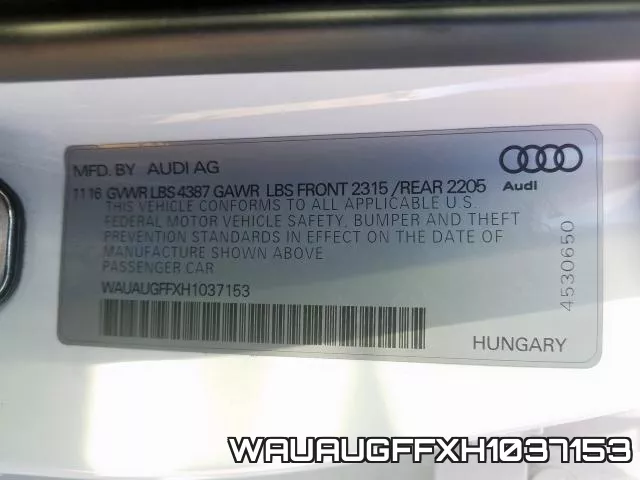 WAUAUGFFXH1037153 фото 2