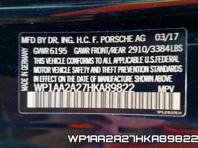WP1AA2A27HKA89822 фото 2