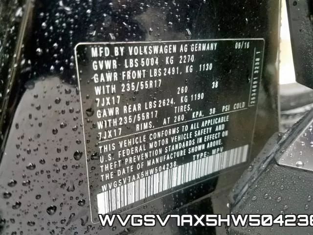 WVGSV7AX5HW504238 фото 2