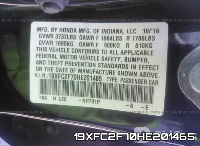 19XFC2F70HE201465 фото 10