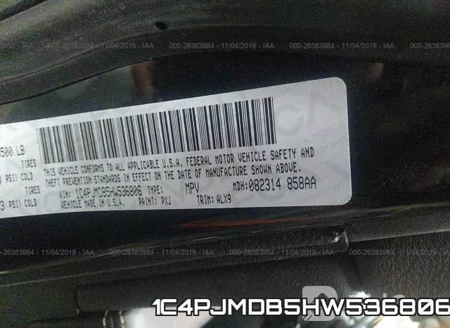 1C4PJMDB5HW536806 фото 9
